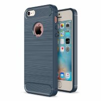 Чехол-накладка Carbon Fibre для iPhone 5 / 5S / SE (темно-синий)