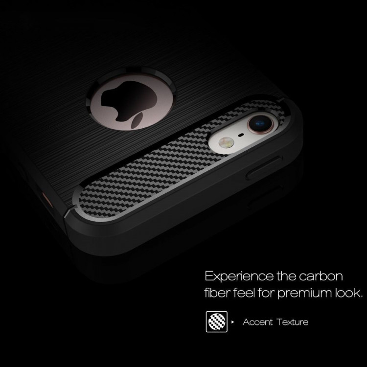 Чехол-накладка Carbon Fibre для iPhone 5 / 5S / SE (темно-синий)