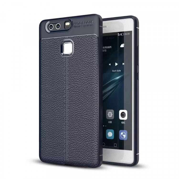 Чехол-накладка Litchi Grain для Huawei P9 (темно-синий)