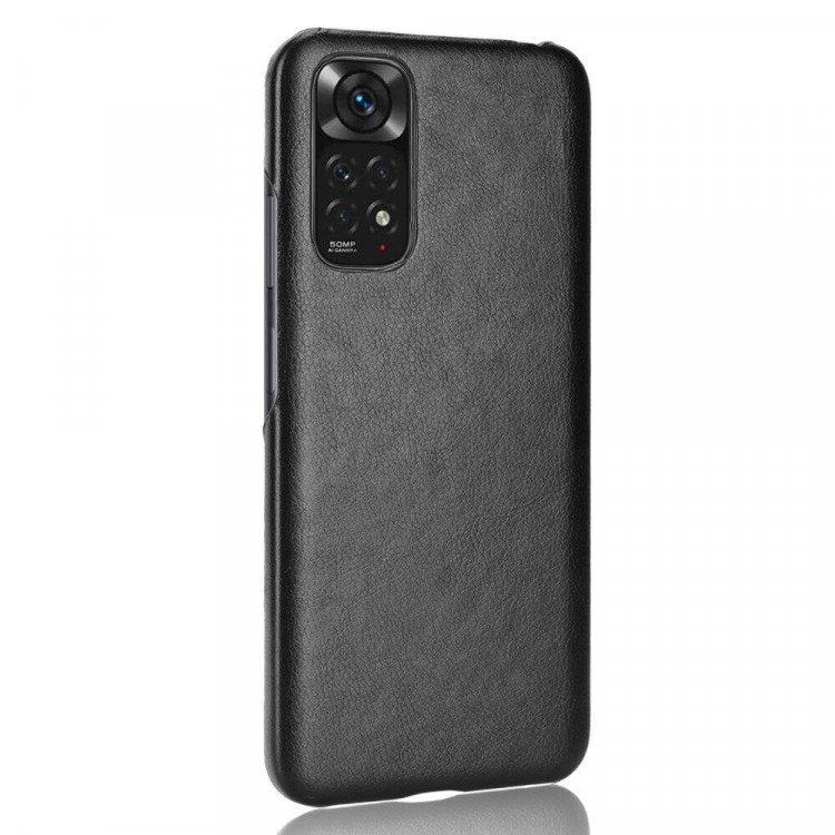 Кожаная накладка-чехол для Xiaomi Redmi Note 11 / Redmi Note 11S (черный)