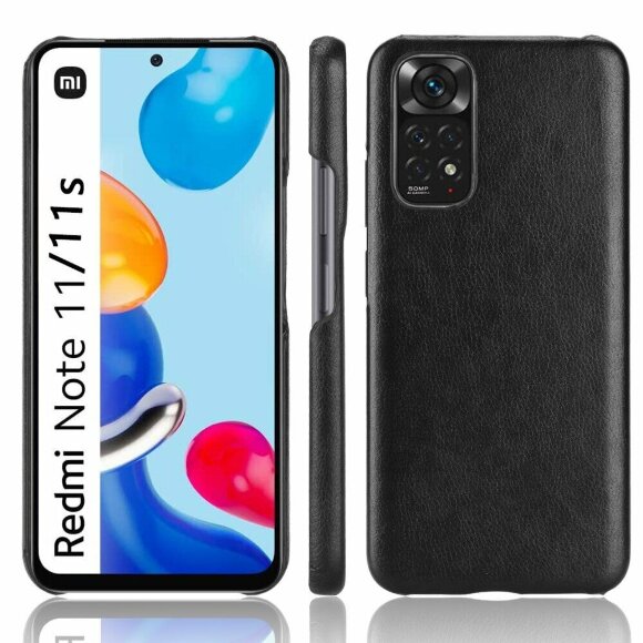 Кожаная накладка-чехол для Xiaomi Redmi Note 11 / Redmi Note 11S (черный) Кожаная накладка-чехол для Xiaomi Redmi Note 11 / Redmi Note 11S (черный)