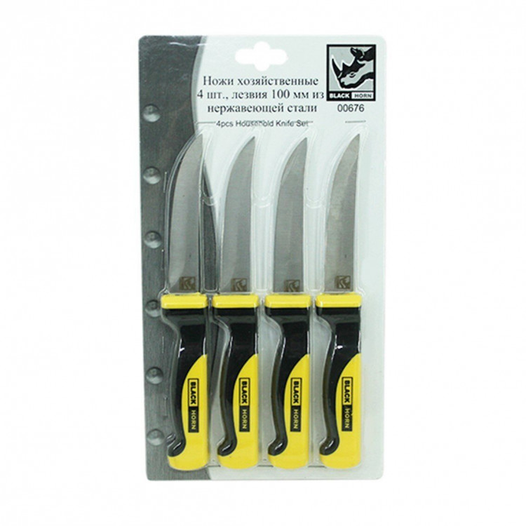 Ножи хозяйственные 100мм, 4шт., нержавеющая сталь BlackHorn