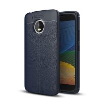 Чехол-накладка Litchi Grain для Motorola Moto G5 Plus (темно-синий)