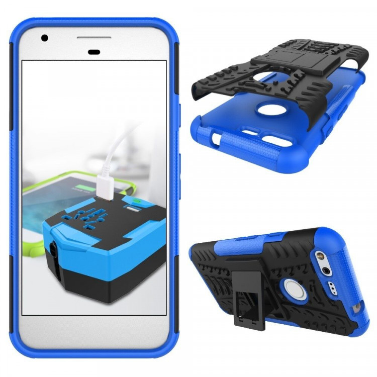 Чехол Hybrid Armor для Google Pixel (черный + голубой)