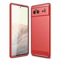Чехол-накладка Carbon Fibre для Google Pixel 6 (красный)