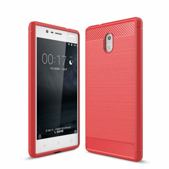 Чехол-накладка Carbon Fibre для Nokia 3 (красный)
