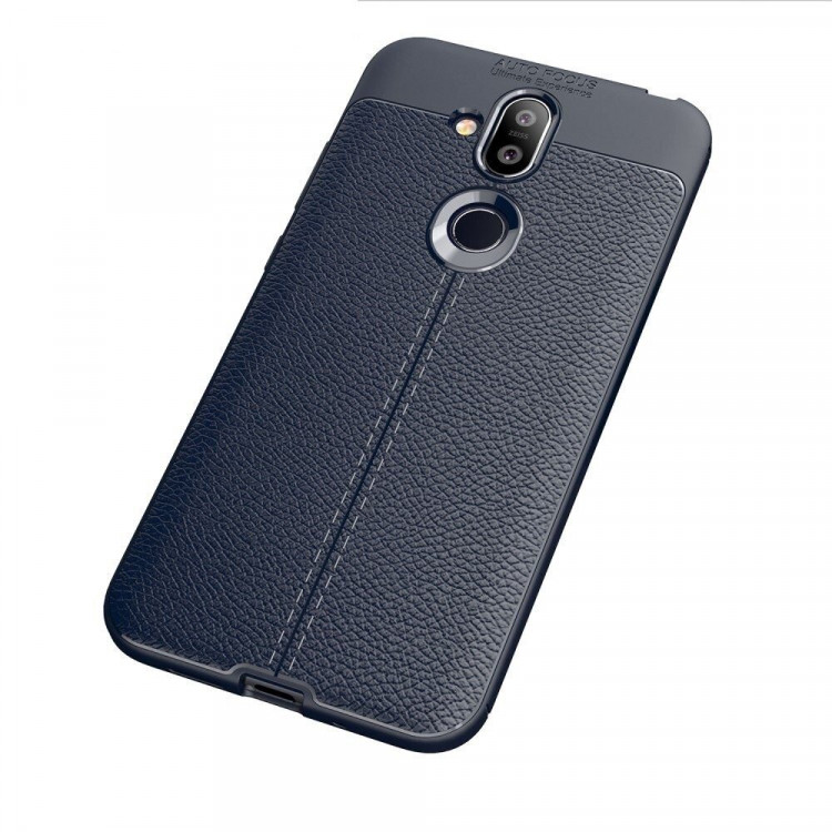 Чехол-накладка Litchi Grain для Nokia 8.1 (темно-синий)