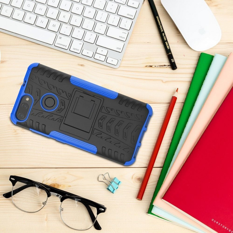 Чехол Hybrid Armor для Asus ZenFone Max Plus (M1) ZB570TL (черный + голубой)