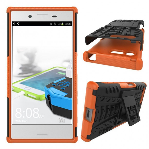 Чехол Hybrid Armor для Sony Xperia X Compact (черный + оранжевый)