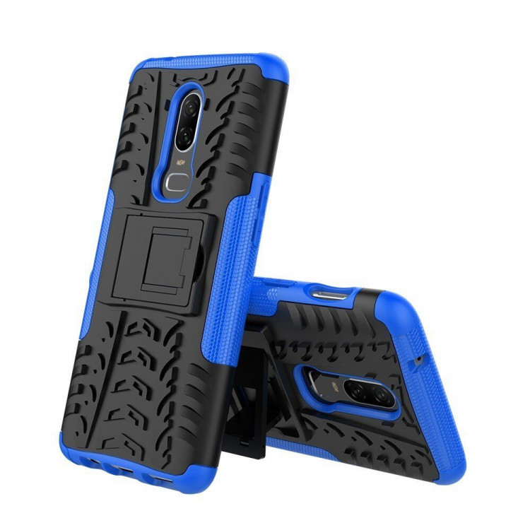 Чехол Hybrid Armor для OnePlus 6 (черный + голубой)