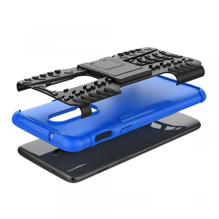 Чехол Hybrid Armor для OnePlus 6 (черный + голубой)