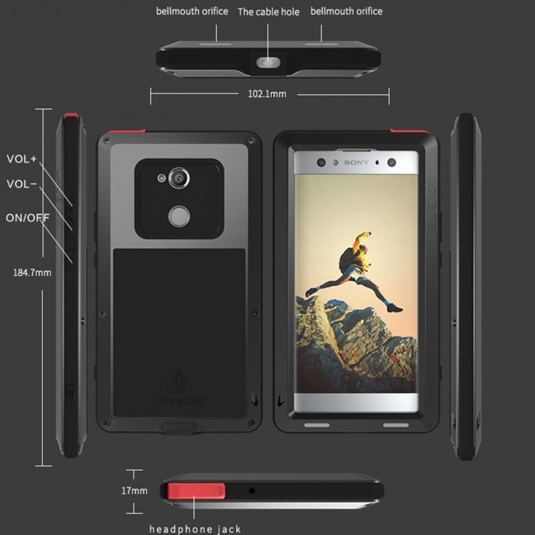 Гибридный чехол LOVE MEI для Sony Xperia XA2 Ultra (черный)