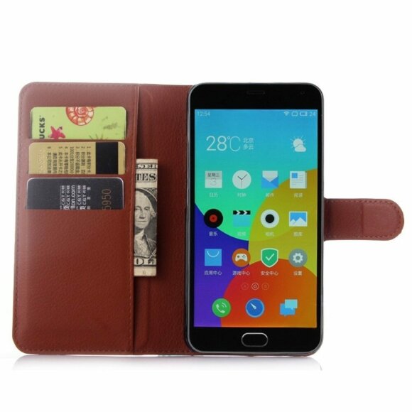 Чехол с визитницей для Meizu M2 Note (коричневый)