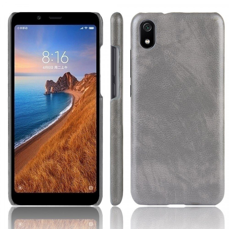 Кожаная накладка-чехол для Xiaomi Redmi 7A (серый)