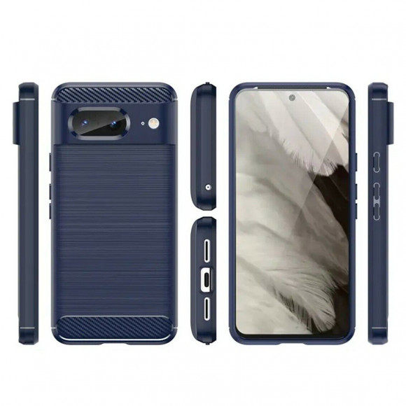 Чехол-накладка Carbon Fibre для Google Pixel 8 (темно-синий) Чехол-накладка Carbon Fibre для Google Pixel 8 (темно-синий)