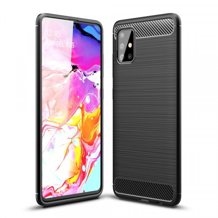Чехол-накладка Carbon Fibre для Samsung Galaxy A51 (черный)