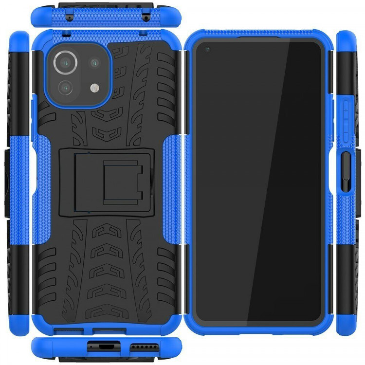 Чехол Hybrid Armor для Xiaomi Mi 11 Lite / Xiaomi Mi 11 Lite 5G (черный + голубой)