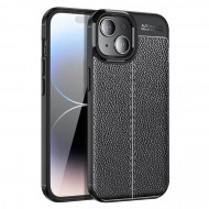 Чехол-накладка Litchi Grain для iPhone 15 Plus (черный) Чехол-накладка Litchi Grain для iPhone 15 Plus (черный)