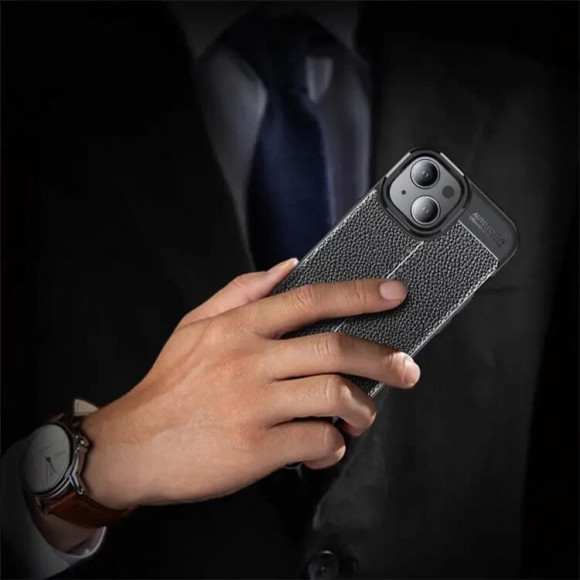 Чехол-накладка Litchi Grain для iPhone 15 Plus (черный) Чехол-накладка Litchi Grain для iPhone 15 Plus (черный)