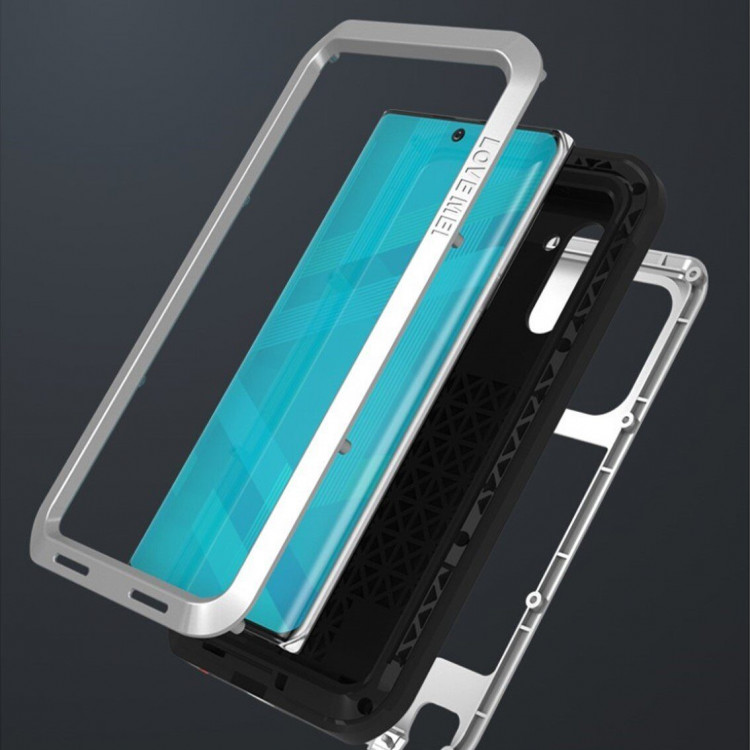 Гибридный чехол LOVE MEI для Samsung Galaxy Note 10 (серебряный)