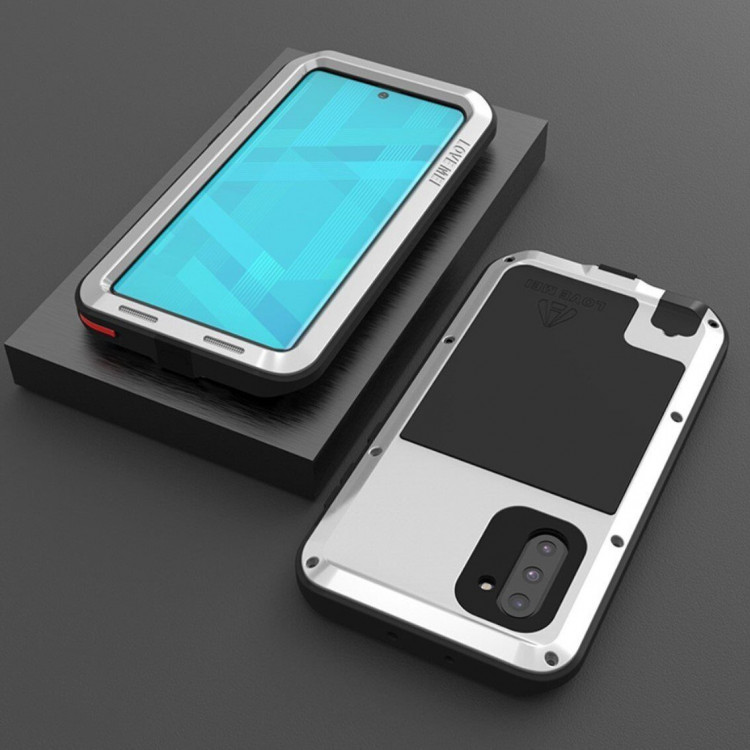 Гибридный чехол LOVE MEI для Samsung Galaxy Note 10 (серебряный)