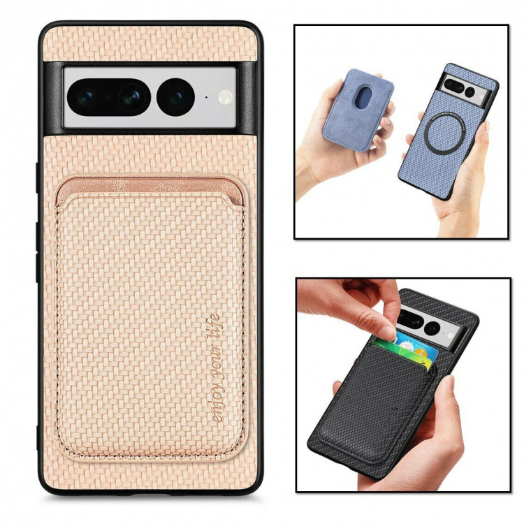 Чехол с магнитным держателем карт для Google Pixel 7 Pro (бежевый)