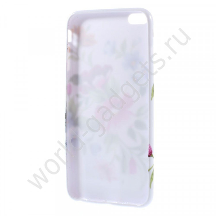 Чехол из мягкого пластика для iPhone 6 Plus (Пионы)