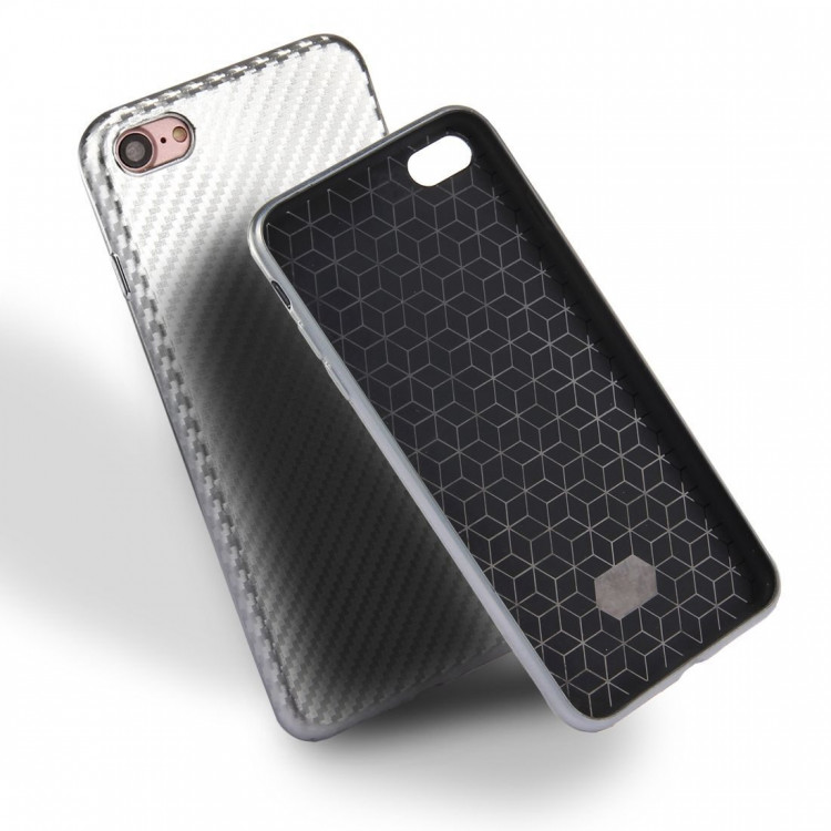 Чехол Artistic Carbon для iPhone 7 / iPhone 8 (серебряный)