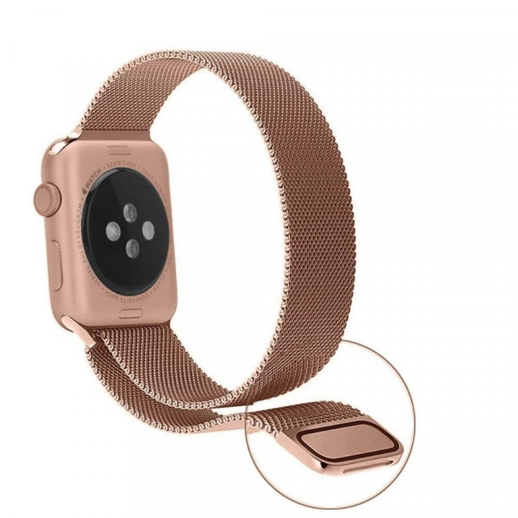 Миланский сетчатый браслет Luxury для Apple Watch 40 и 38мм (розовое золото)