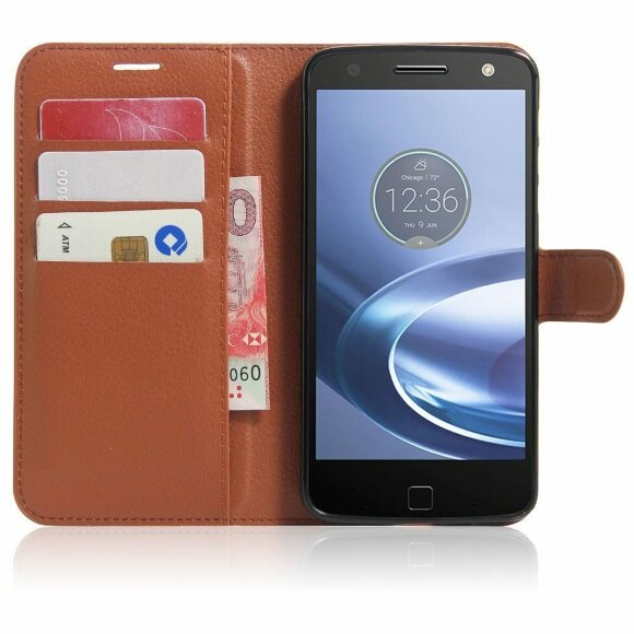 Чехол с визитницей для Motorola Moto Z Play (коричневый)