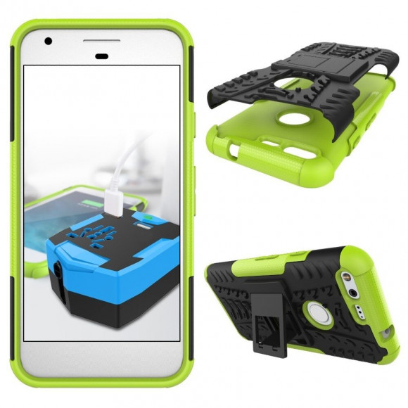 Чехол Hybrid Armor для Google Pixel (черный + зеленый)