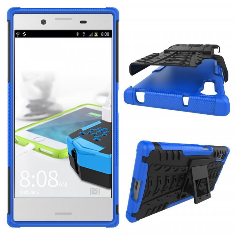 Чехол Hybrid Armor для Sony Xperia XZ / XZs (черный + голубой)