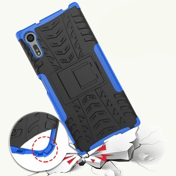 Чехол Hybrid Armor для Sony Xperia XZ / XZs (черный + голубой) Чехол Hybrid Armor для Sony Xperia XZ / XZs (черный + голубой)