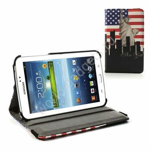 Поворотный чехол USA Flag the Statue of Liberty New York для Samsung Galaxy Tab 3 / P3200 (7.0")