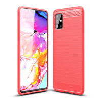 Чехол-накладка Carbon Fibre для Samsung Galaxy A51 (красный)