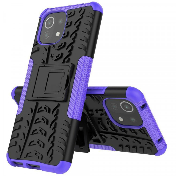 Чехол Hybrid Armor для Xiaomi Mi 11 Lite / Xiaomi Mi 11 Lite 5G (черный + фиолетовый)