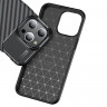 Чехол Carbon Texture Shockproof для iPhone 15 Pro Max (черный)
