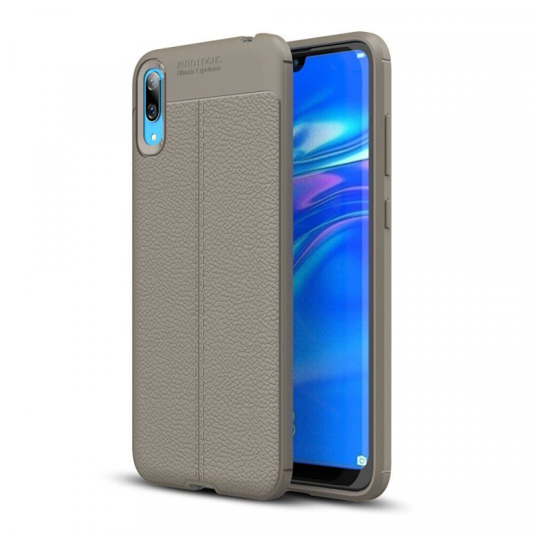 Чехол-накладка Litchi Grain для Huawei Y7 Pro (2019) / Enjoy 9 (серый)