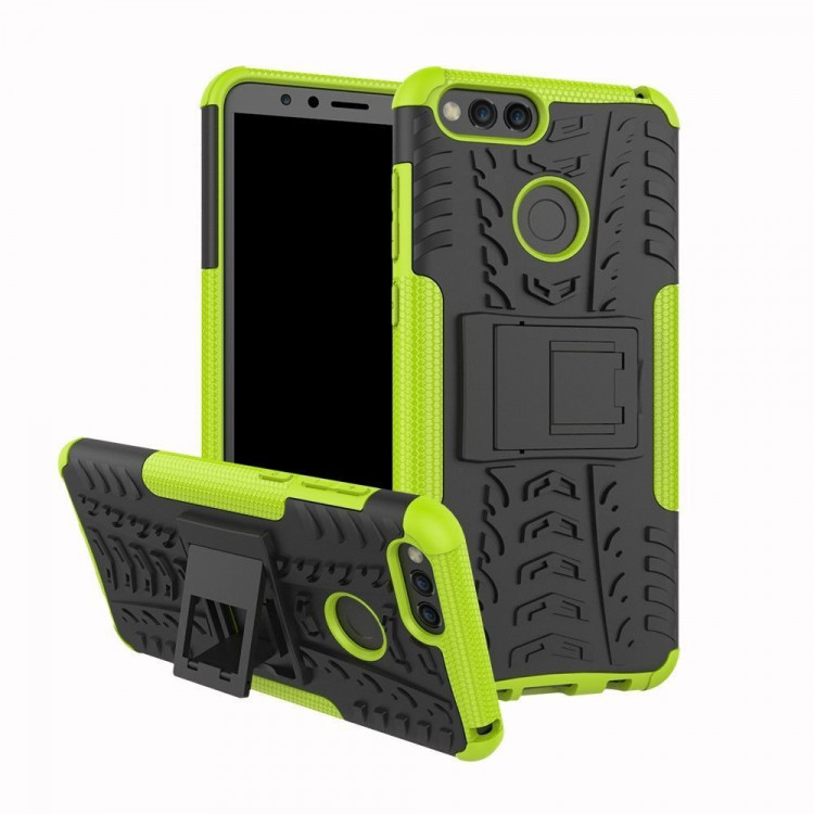 Чехол Hybrid Armor для Huawei Honor 7X (черный + зеленый)