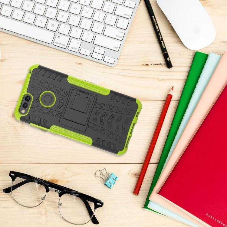 Чехол Hybrid Armor для Huawei Honor 7X (черный + зеленый)