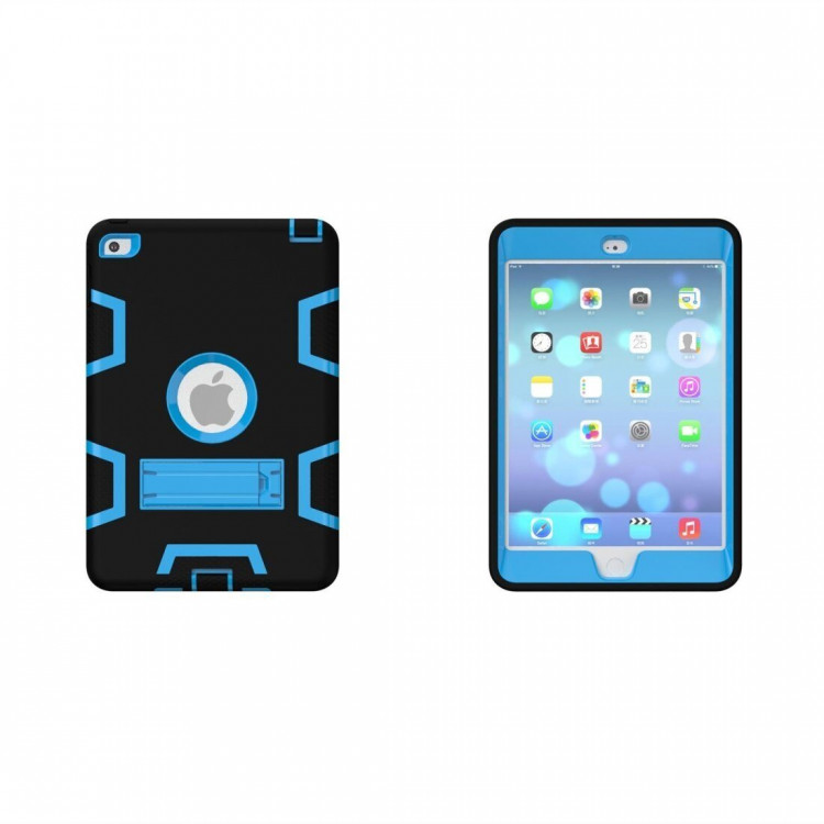 Гибридный TPU чехол для Apple iPad Mini (2019) / iPad Mini 4 (черный + голубой)