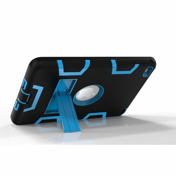Гибридный TPU чехол для Apple iPad Mini (2019) / iPad Mini 4 (черный + голубой) Гибридный TPU чехол для Apple iPad Mini (2019) / iPad Mini 4 (черный + голубой)
