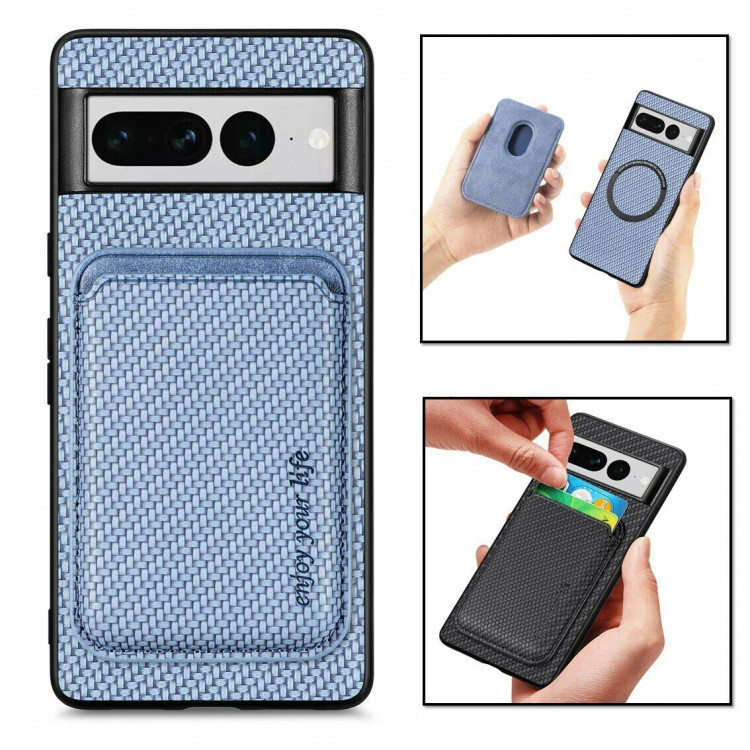 Чехол с магнитным держателем карт для Google Pixel 7 Pro (голубой)