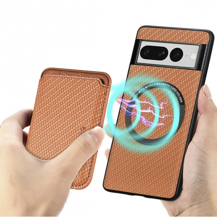 Чехол с магнитным держателем карт для Google Pixel 7 Pro (голубой)