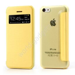 Тонкий чехол с окном для iPhone 5C (желтый)