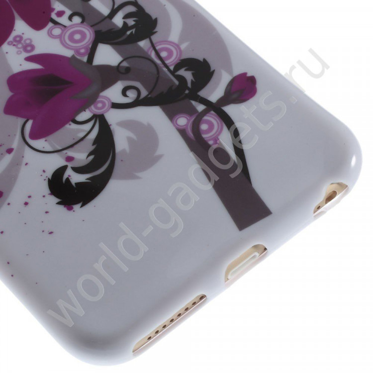 Чехол из мягкого пластика для iPhone 6 Plus (Лотус)