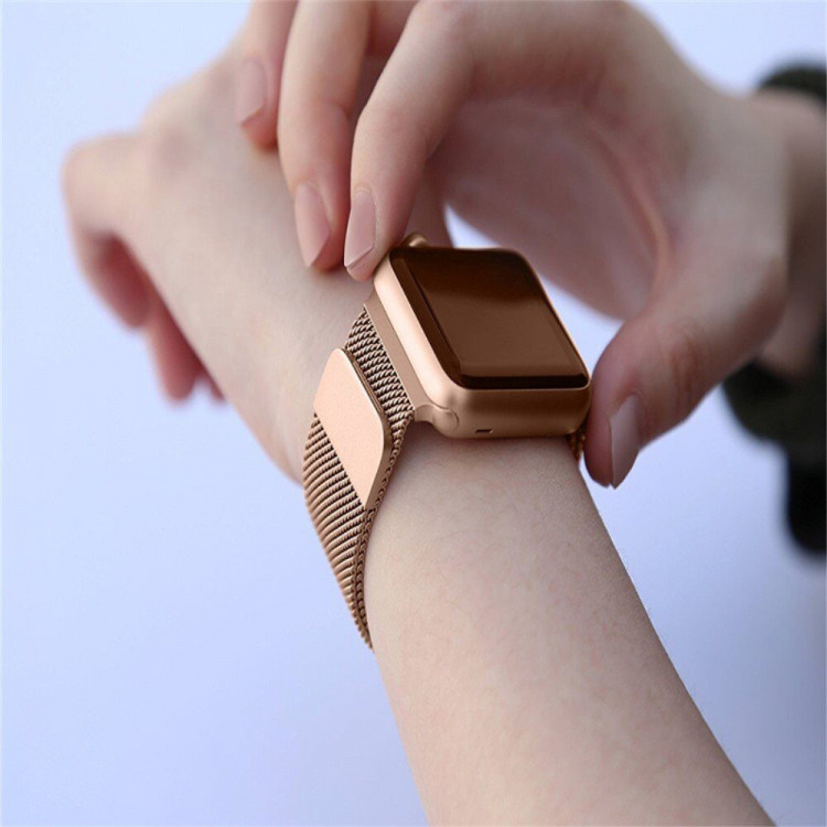 Миланский сетчатый браслет Luxury для Apple Watch 40 и 38мм (золото)