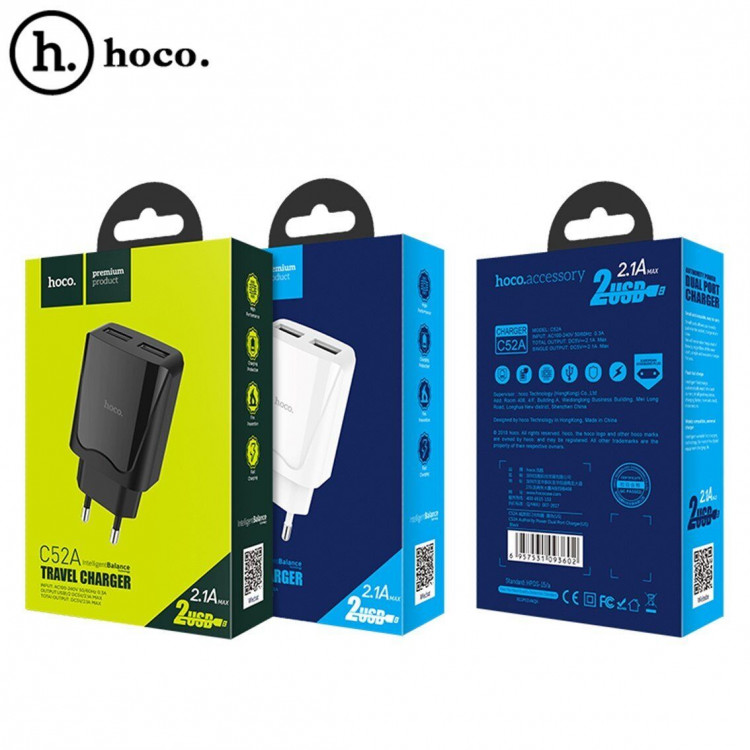Зарядное устройство HOCO C52A Authority power dual port (черный)