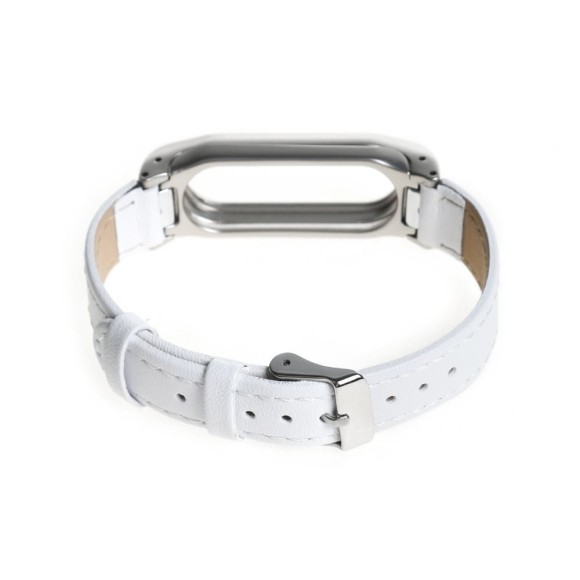 Кожаный ремешок для фитнес браслета Xiaomi Mi Band 2 (белый) Кожаный ремешок для фитнес браслета Xiaomi Mi Band 2 (белый)