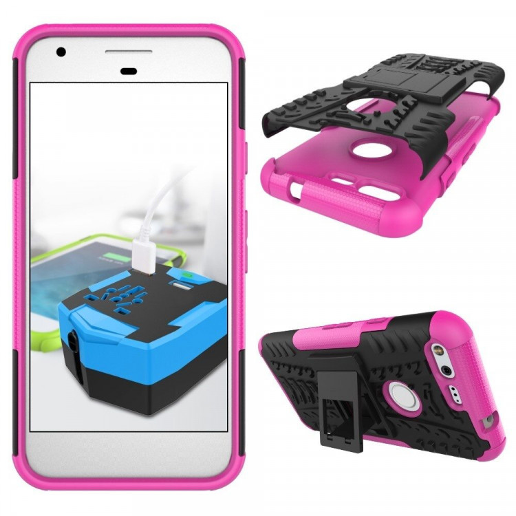 Чехол Hybrid Armor для Google Pixel (черный + розовый)